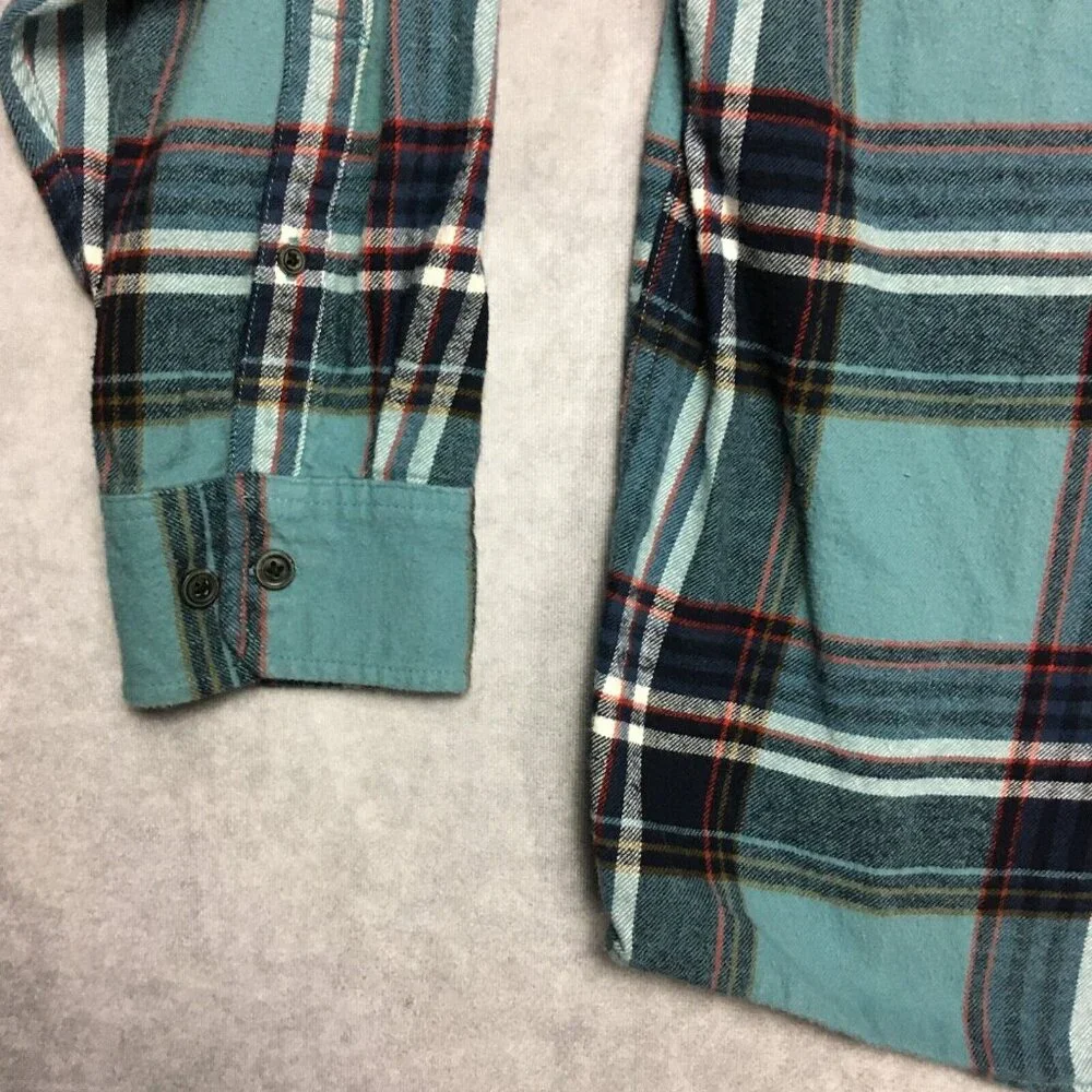 Eddie Bauer Mens Plaid Flannel‎ Shirt size XXL Long Sleeve Button Up Pocket Blue